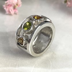 Bague Argent avec Citrines et Péridots - COLLECTION ARCHIVES