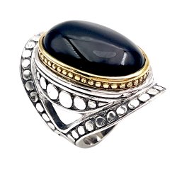 Bague Argent et Laiton avec Onyx