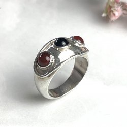 Bague Argent Onyx et Cornaline - COLLECTION ARCHIVES