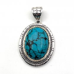 Pendentif Argent et Laiton avec Turquoise