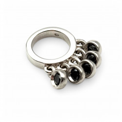 Silver and black Zirconia ring - ARCHIVES COLLECTION