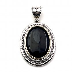 Silver and Brass Pendant with Onyx