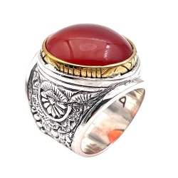 Silver and Brass Ring with Carnelian