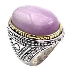 Silver and Brass Ring with Kunzite