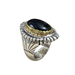 Silver and Brass Ring with Onyx