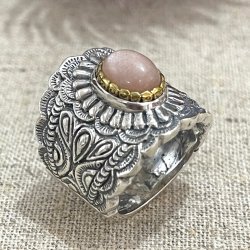 Silver and Brass Ring with Semi-Precious Stone