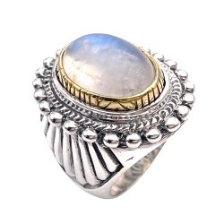 Silver and Brass Ring with Semi-Precious Stone