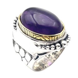 Silver and Brass Ring with Semi-Precious Stone