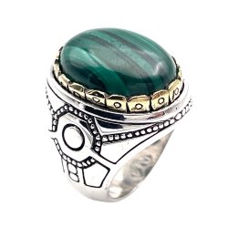 Silver and Brass Ring with Semi-Precious Stone