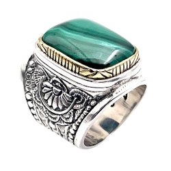 Silver and Brass Ring with Semi-Precious Stone