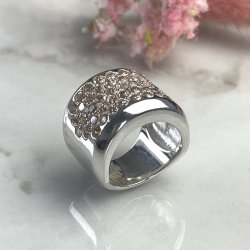 Silver and Champagne Zirconia Ring - ARCHIVES COLLECTION