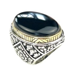 Silver & Brass ring with semi-precious stone