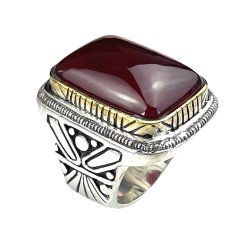 Silver & Brass ring with semi-precious stone