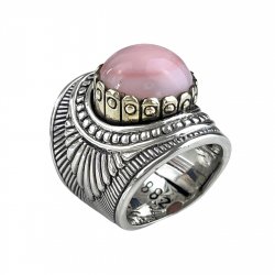 Silver & Brass ring with semi-precious stone