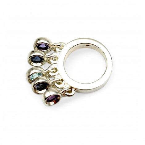 Silver and semi-precious stones ring - ARCHIVES COLLECTION