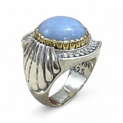 Bague Argent et Laiton avec Angélite