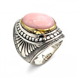 Bague Argent et Laiton avec Opale rose