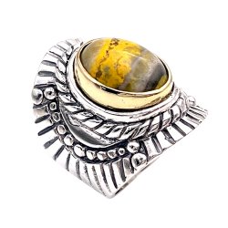 Silver and Brass Ring with Semi-Precious Stone