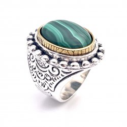 Silver and Brass Ring with Semi-Precious Stone