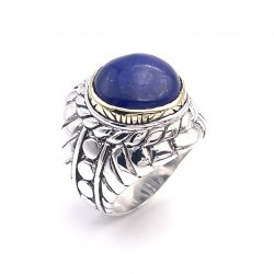 Silver and Brass Ring with Semi-Precious Stone