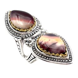 Silver and Brass Ring with Semi-Precious Stone