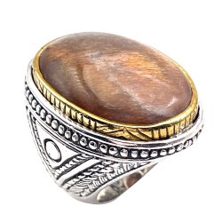 Silver and Brass Ring with Semi-Precious Stone