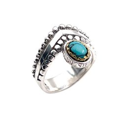 Silver and Brass Ring with Semi-Precious Stone