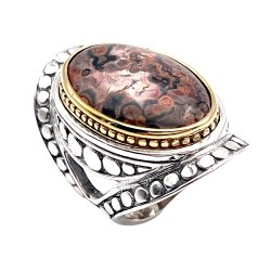 Silver and Brass Ring with Semi-Precious Stone