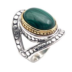 Silver and Brass Ring with Semi-Precious Stone