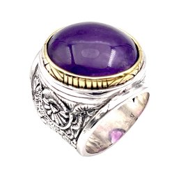 Silver and Brass Ring with Semi-Precious Stone