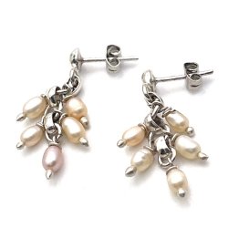 Silver and pink pearl Earrings