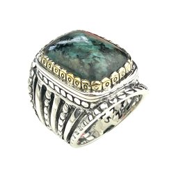 Silver & Brass ring with african turquoise
