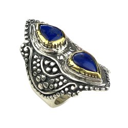 Silver & Brass ring with Lapis Lazuli