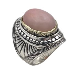 Silver & Brass ring with semi-precious stone
