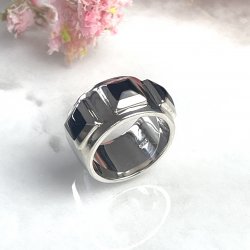 Bague Argent et Nacre noire - COLLECTION ARCHIVES